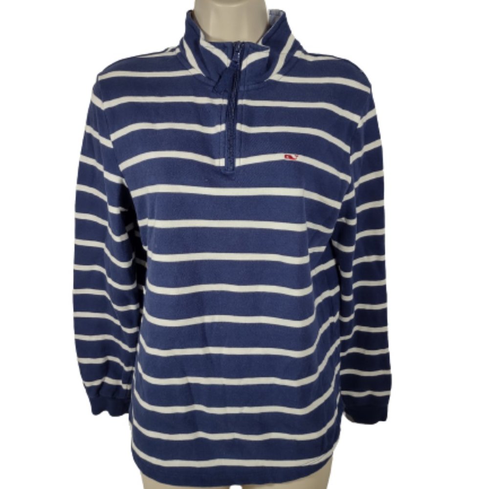 Vineyard Vines for Target Blue White Stripe 1/4 Zip Pullover Women's Size Small
